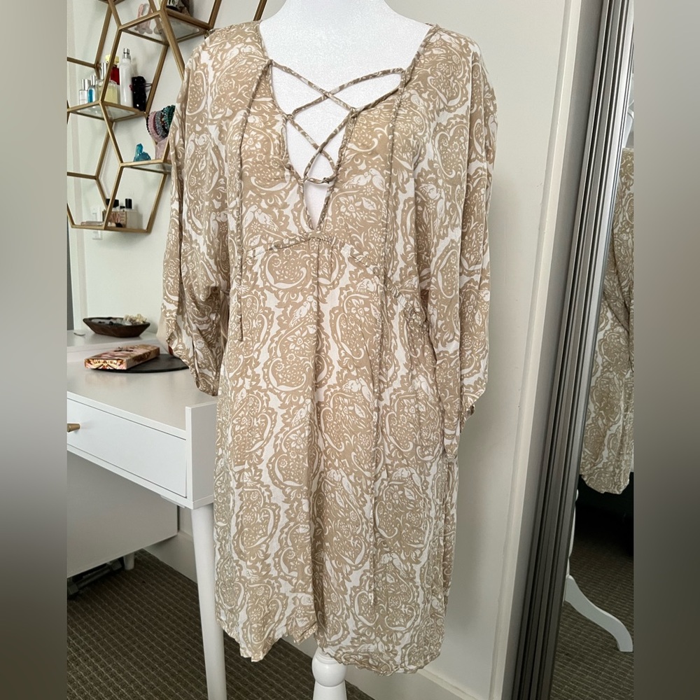 Vintage Indah batwing mini dress with bodice lacing. Small. Perfect.